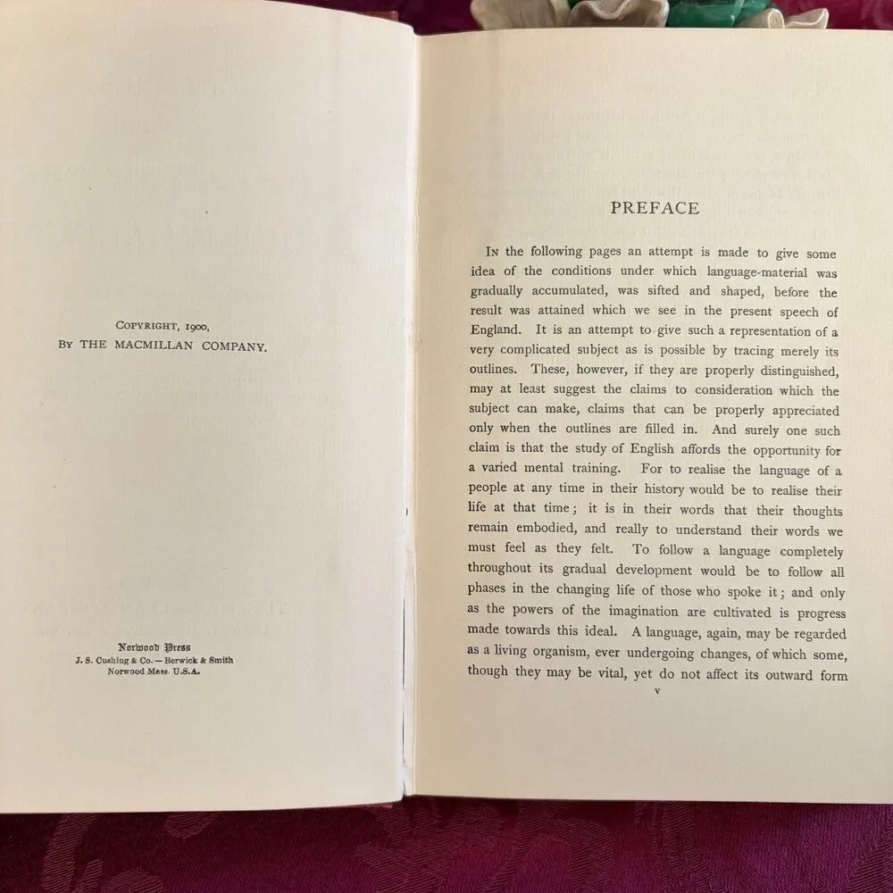 1900 Outlines of the History of the English Language, Antique School Book